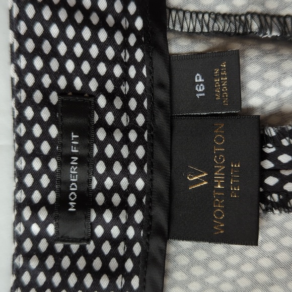 Worthington Modern Fit Capri Cropped Pants 16P Black White Pattern - Picture 2 of 12